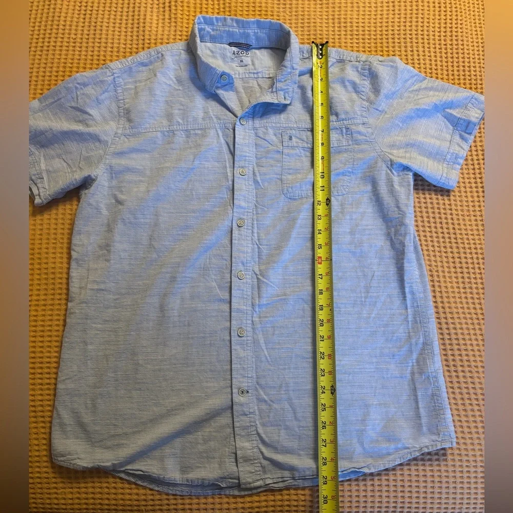 IZOD Dockside Short Sleeve Chambray 100% Cotton Men’s XL Button Down Shirt | EUC - Picture 9 of 16